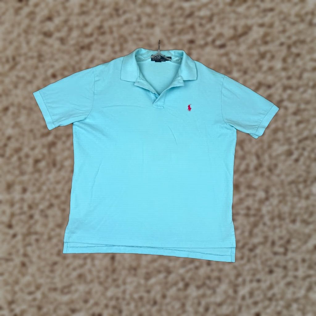 Ralph Lauren VINTAGE Polo Ralph Lauren Polo Shirt Adult XL Blue Short Sleeve Cotton Polo Shirt Polo Ralph Lauren Shirt Men Blue XL Size US XL / EU 56 / 4 - 1 Thumbnail