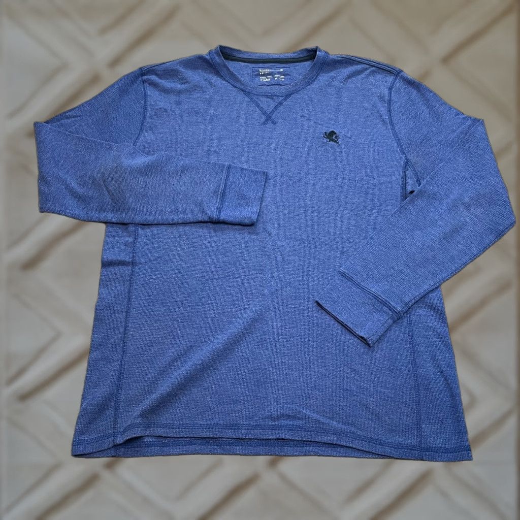 Express Express Shirt Mens XL Blue Thermal Waffle Knit Long Sleeve Tee Lion Logo Shirt Size US XL / EU 56 / 4 - 1 Thumbnail