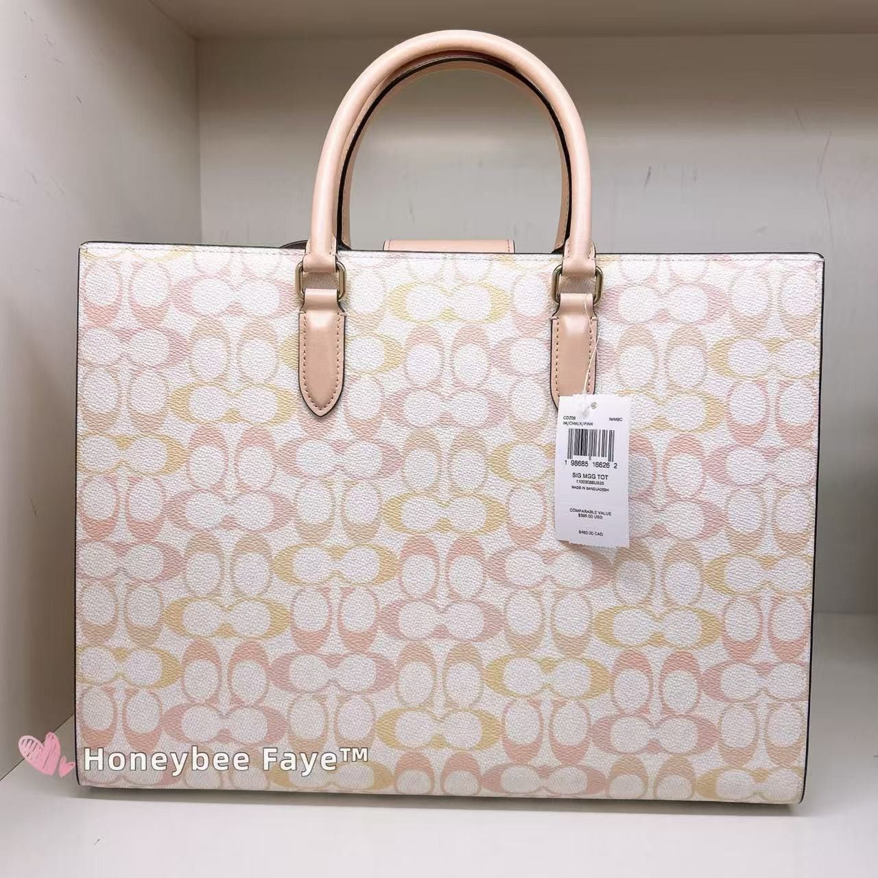 Coach NWT Coach Maggie Tote Bag In Pretty Signature Canvas CDZ06 Size ONE SIZE - 3 Thumbnail