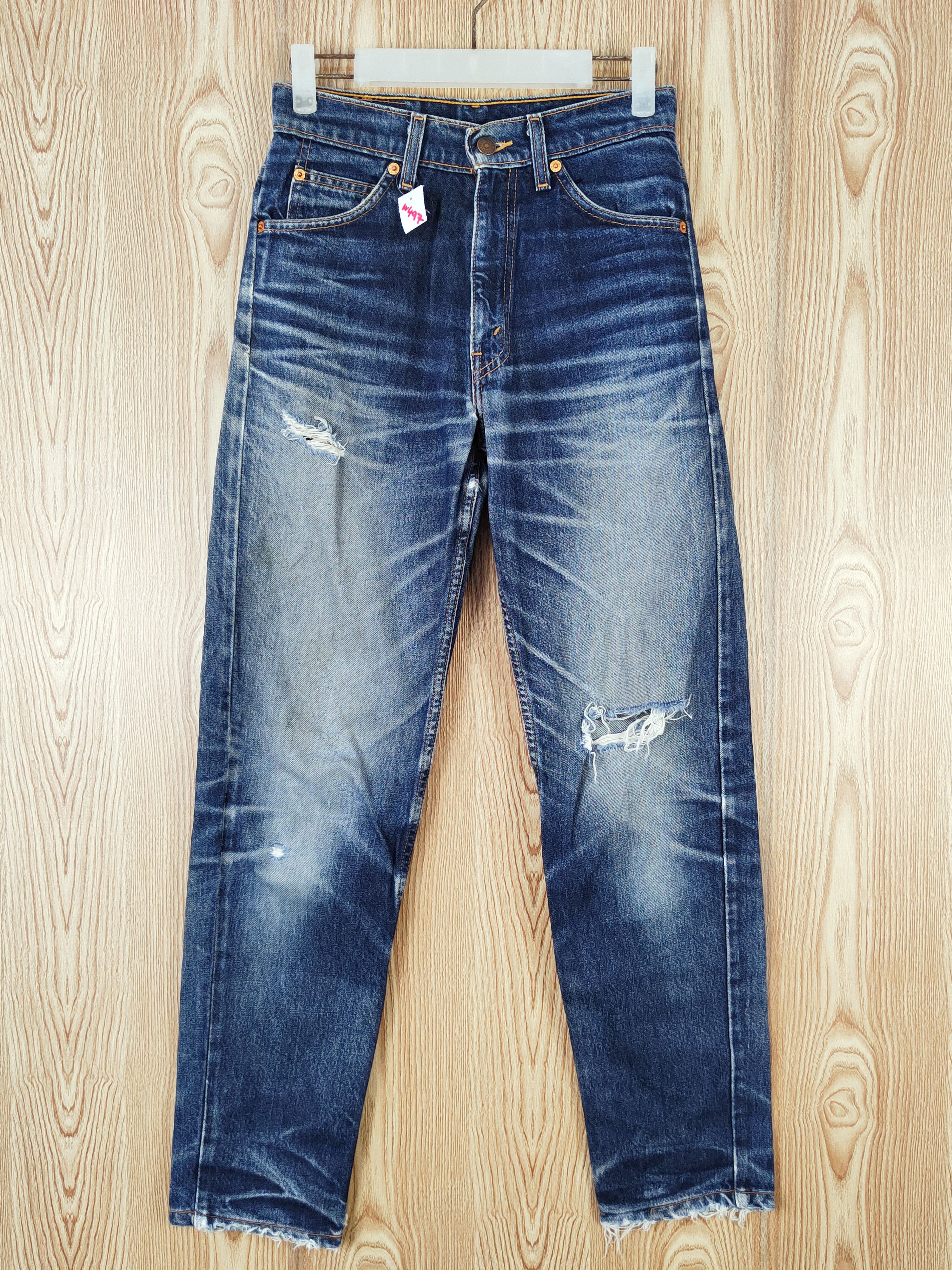 Levi's orange tag Dark Blue Distressed Ripped Jeans #W497