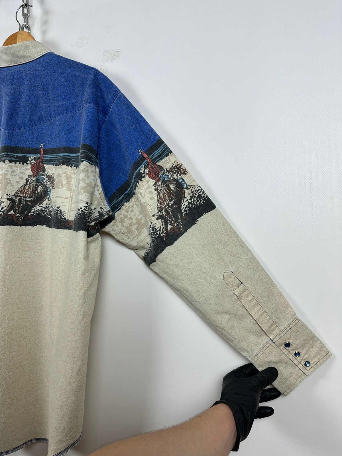 Vintage Vintage Wrangler Western Pearl Snap Horses Rodeo Shirt Size US XL / EU 56 / 4 - 23 Thumbnail