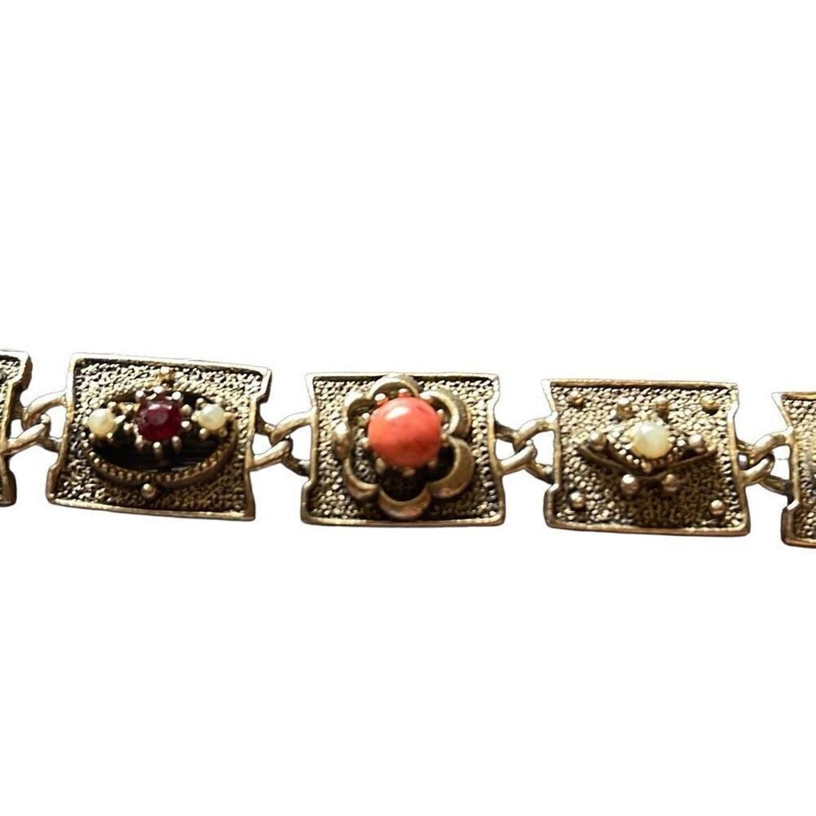Designer Vintage signed Merique art neveau bracelet 7 inches Size ONE SIZE - 3 Thumbnail