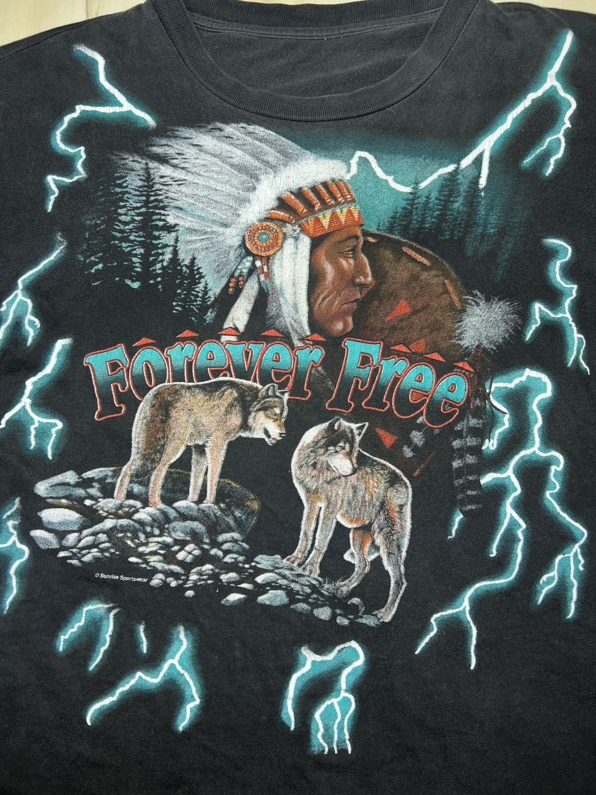 Rap Tees American thunder Forever Free Wolve All Over Lightning Print Size US M / EU 48-50 / 2 - 5 Thumbnail