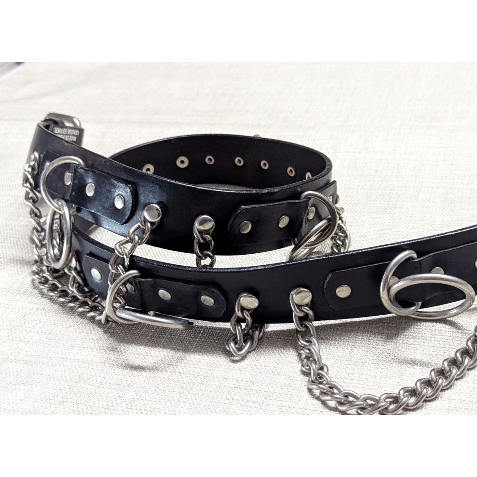 Hot Topic VINTAGE hot topic belt leather black handcuffs 40 goth punk 90s CHAINS Tripp Y2K adjustable Mens belts Size 40 - 3 Thumbnail