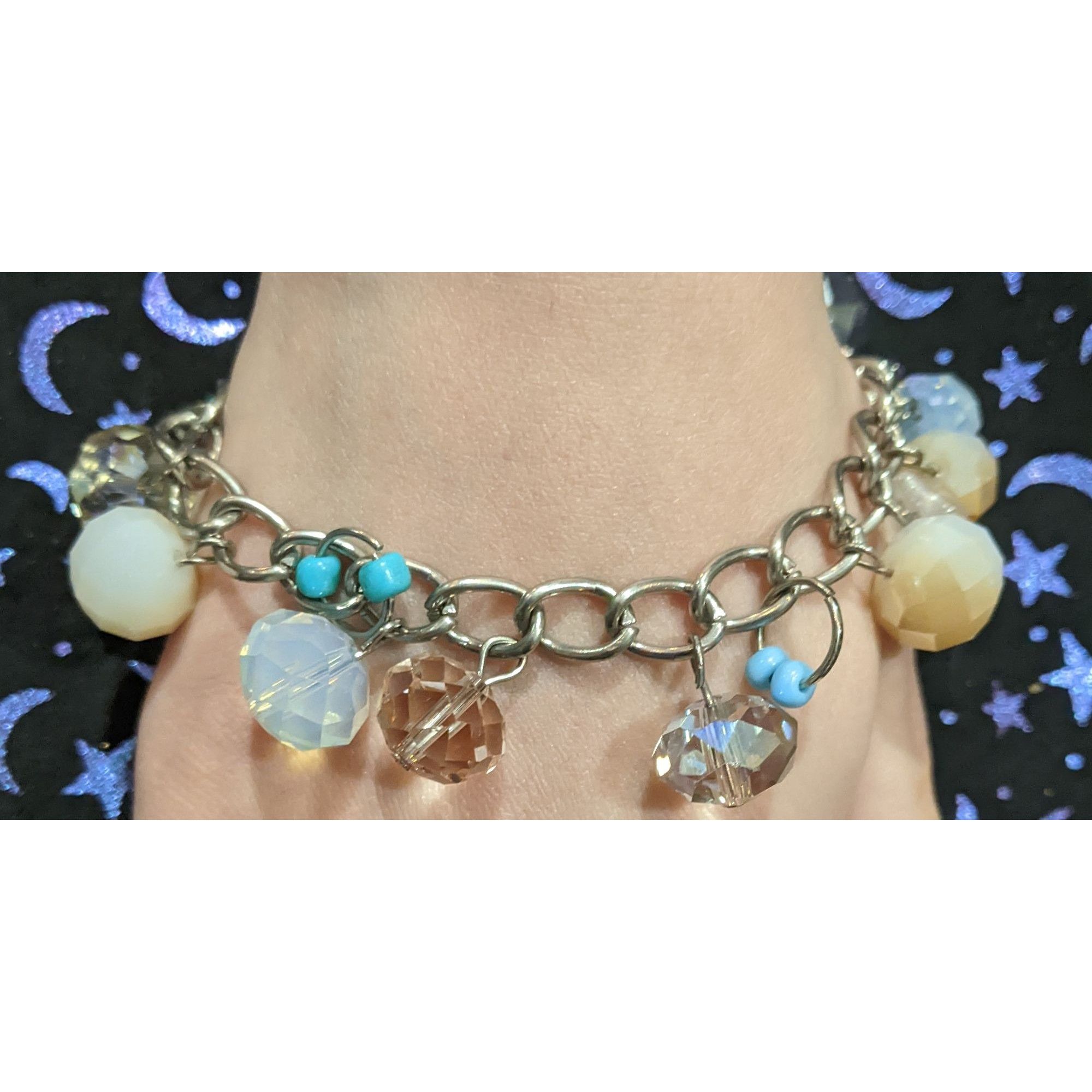 Other Faceted Glass Charm Pastel Chain Bracelet Size ONE SIZE - 1 Thumbnail