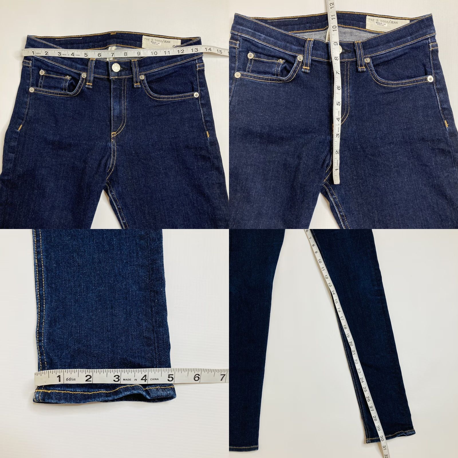 Rag & Bone Rag & Bone Women's High Rise Skinny Heritage Jeans 27 Regular Inseam 30" Denim Blue Size 27 Jeans Size 27" / US 4 / IT 40 - 8 Thumbnail