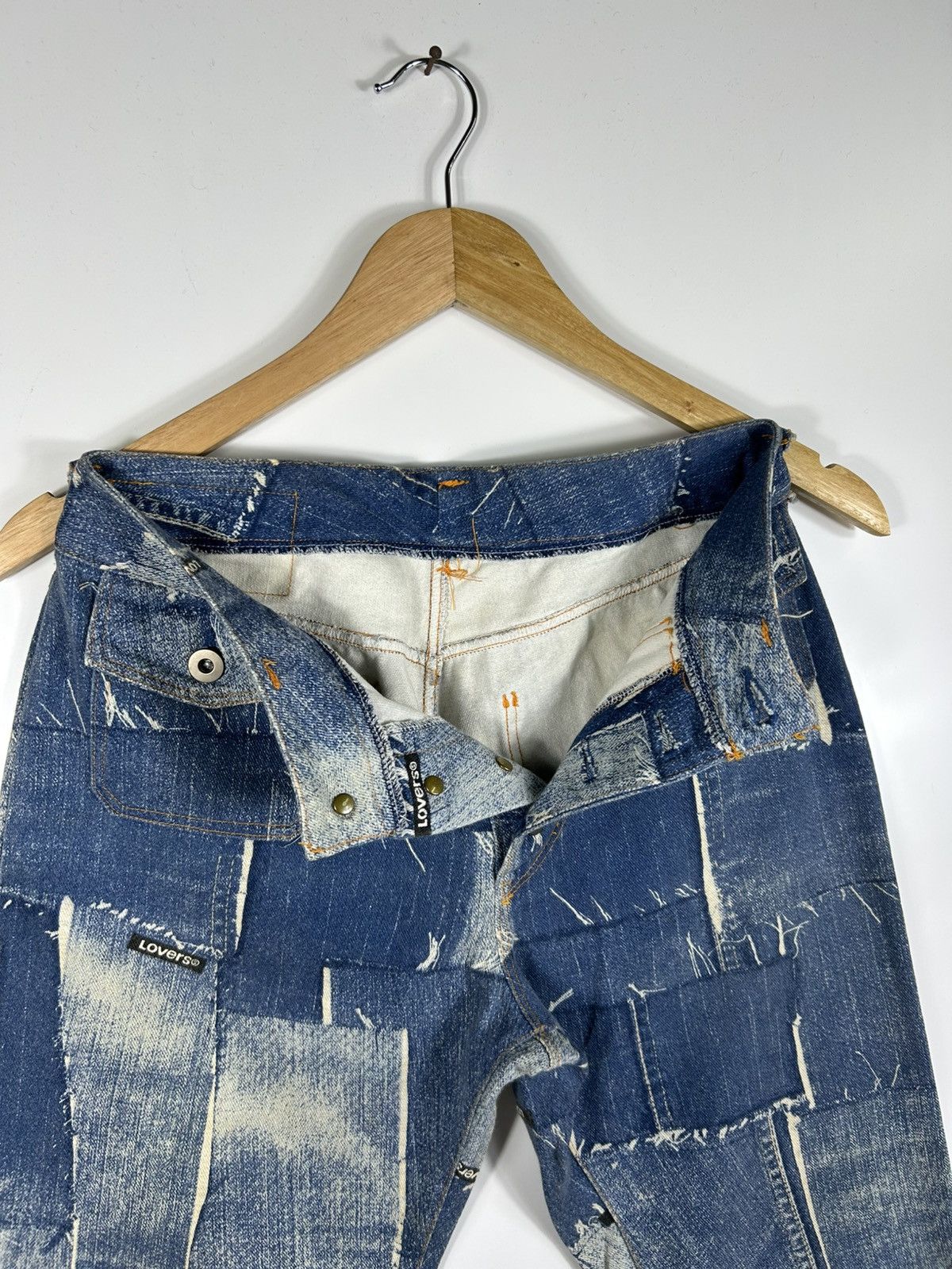 Super Lovers 🔥Vintage Y2K Super Lover Pacthwork Flared Denim Size 28" / US 6 / IT 42 - 9 Thumbnail