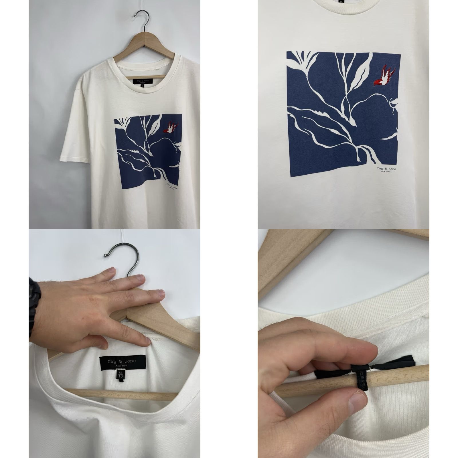 Rag & Bone Rag & Bone New York Graphic Embroidered Bird T-Shirt Rare XL White Mens Size US XL / EU 56 / 4 - 8 Thumbnail
