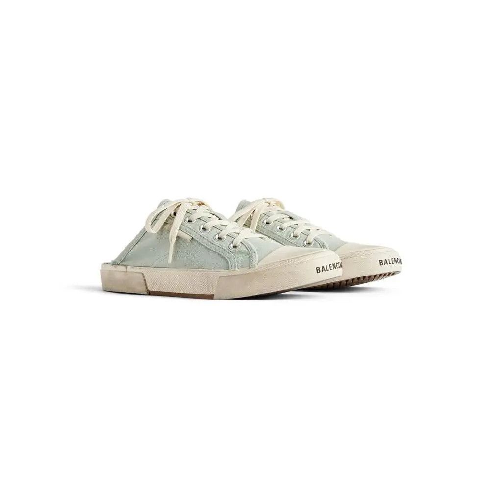 Balenciaga o1s1rm0525 Paris Mules in Light Blue/Beige Size US 9 / IT 39 - 2 Thumbnail