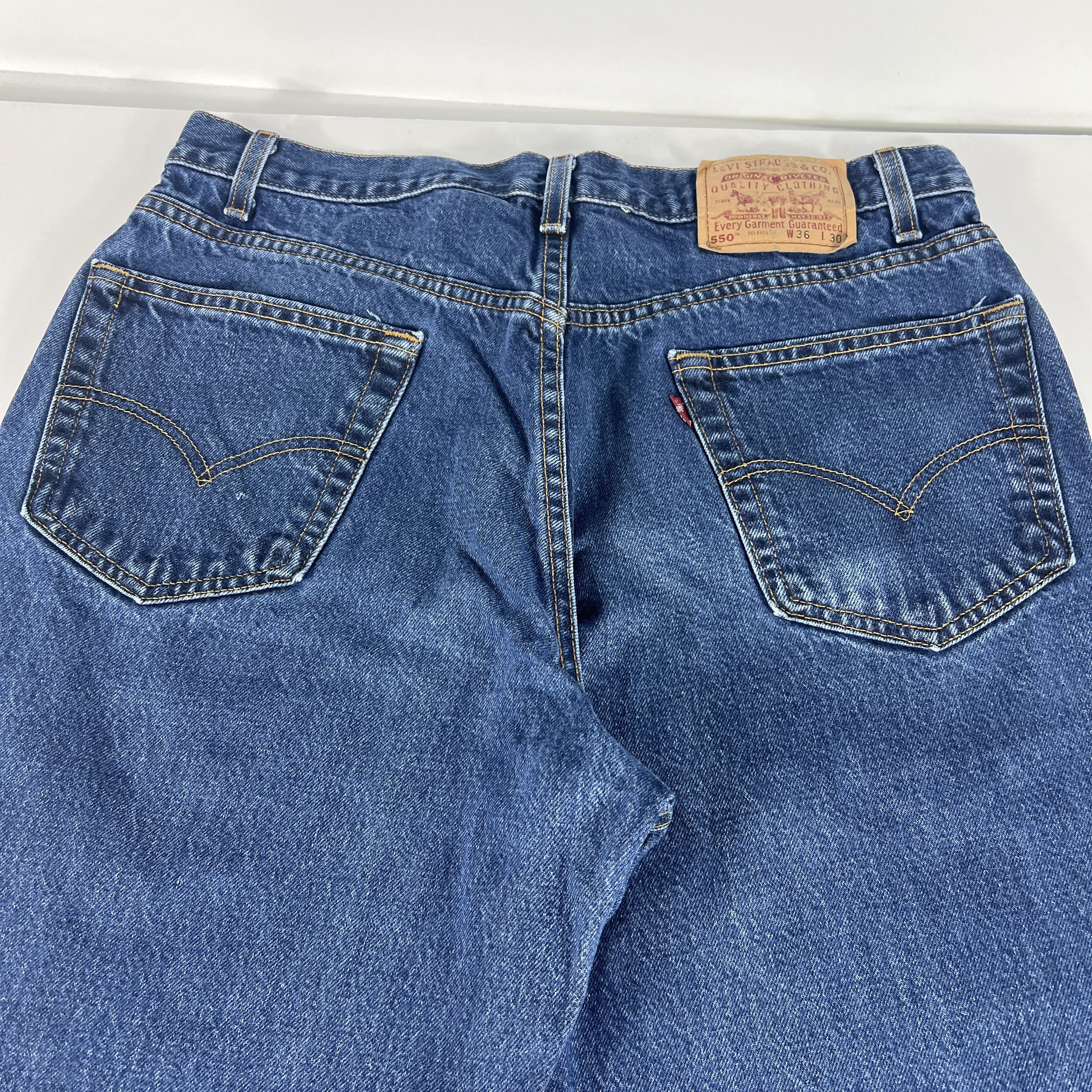 Levi's × Vintage Y2K Levi's Jeans 550 Relaxed Dark Blue Faded Cotton Denim Size US 34 / EU 50 - 10 Thumbnail