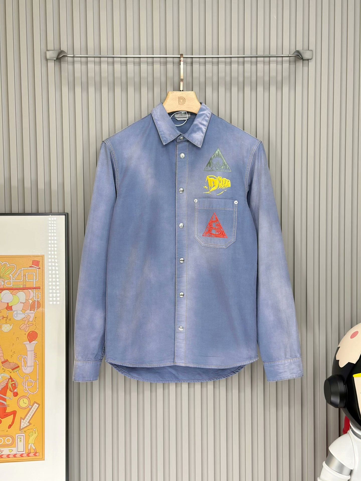 Dior DIOR Ombre Dune Embroidered Denim Shirt Jacket Size US XXS / EU 40 - 1 Thumbnail