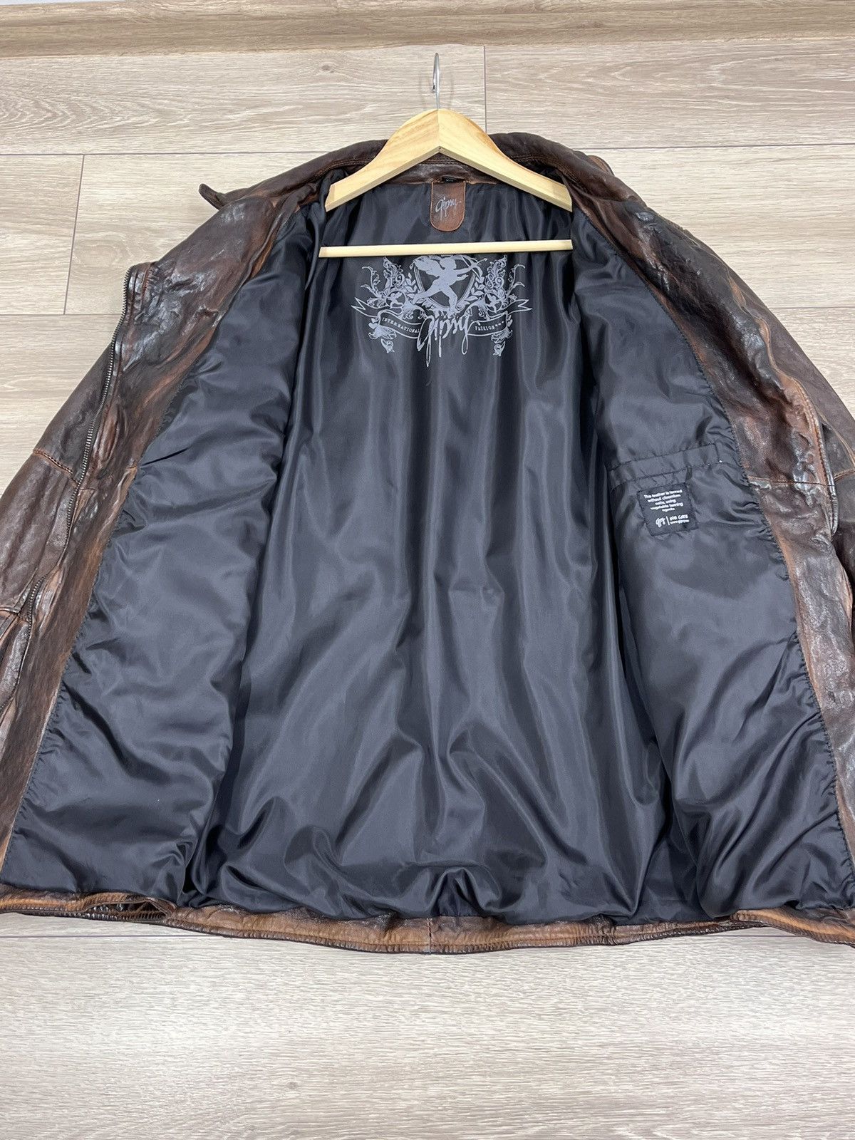 Gypsy Sheepskin Brown Leather Jacket Gipsy Distressed Size 6XL Size 4XL / US 24-26 - 14 Thumbnail