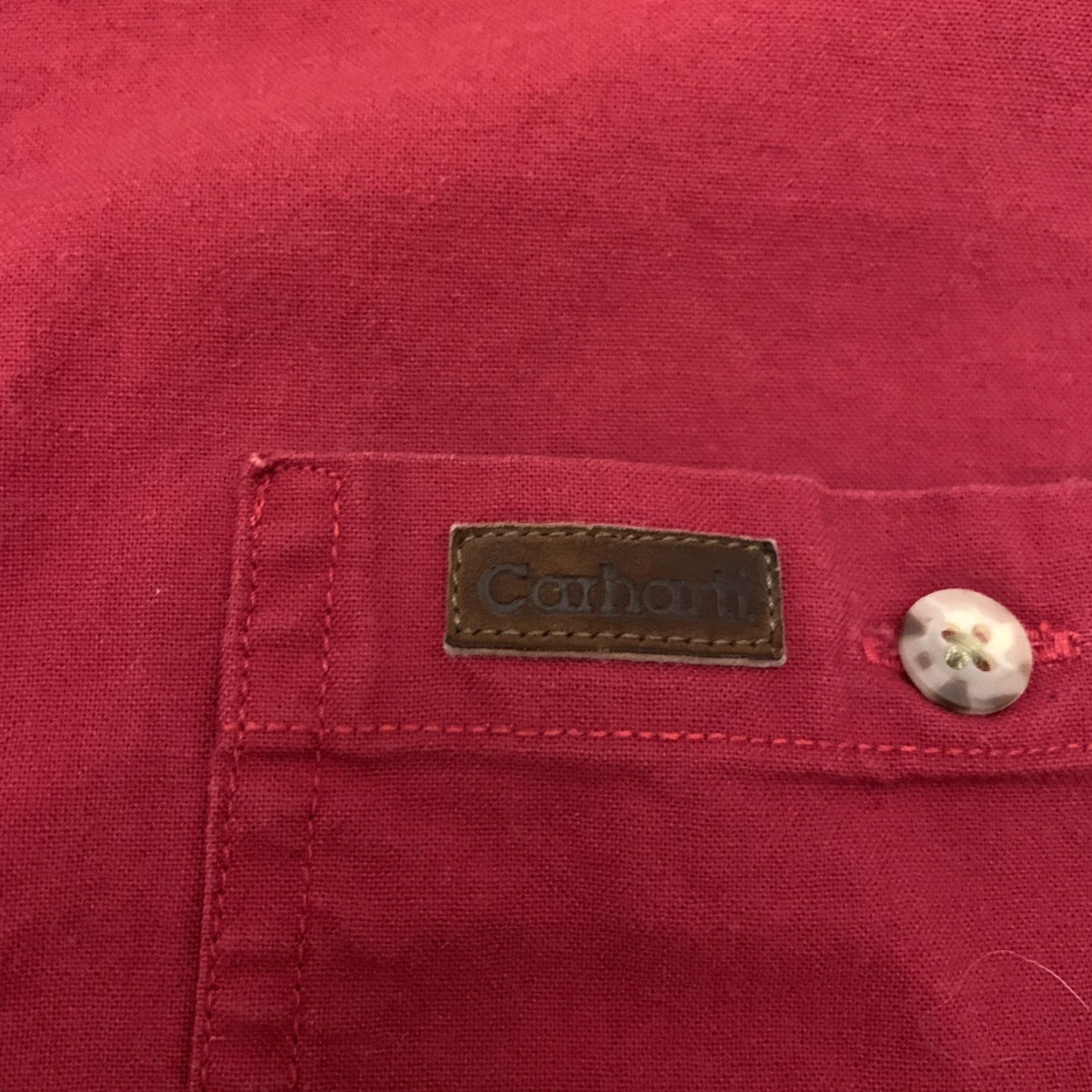 Carhartt VINTAGE Carhartt Button-Down Shirt Red Short Sleeve Cotton Size L Mens Regular Size US L / EU 52-54 / 3 - 2 Thumbnail