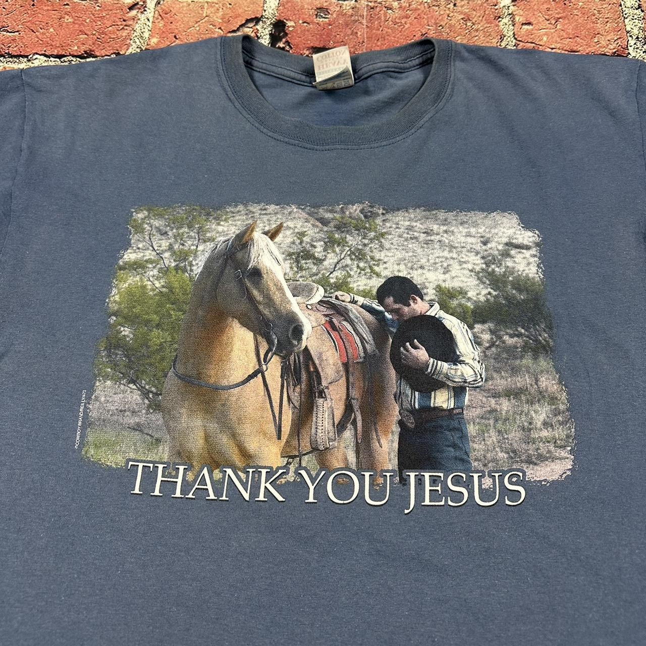 Gildan Vintage Thank You Jesus Tee Horse Y2K Religious Equestrian Size US L / EU 52-54 / 3 - 2 Thumbnail