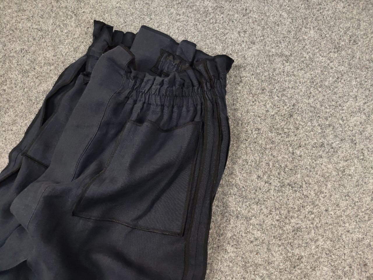 Japanese Brand Christa De Carouge Design Dark Linen Pocket Wide Skirt Size 36" / US 14 / IT 50 - 4 Thumbnail
