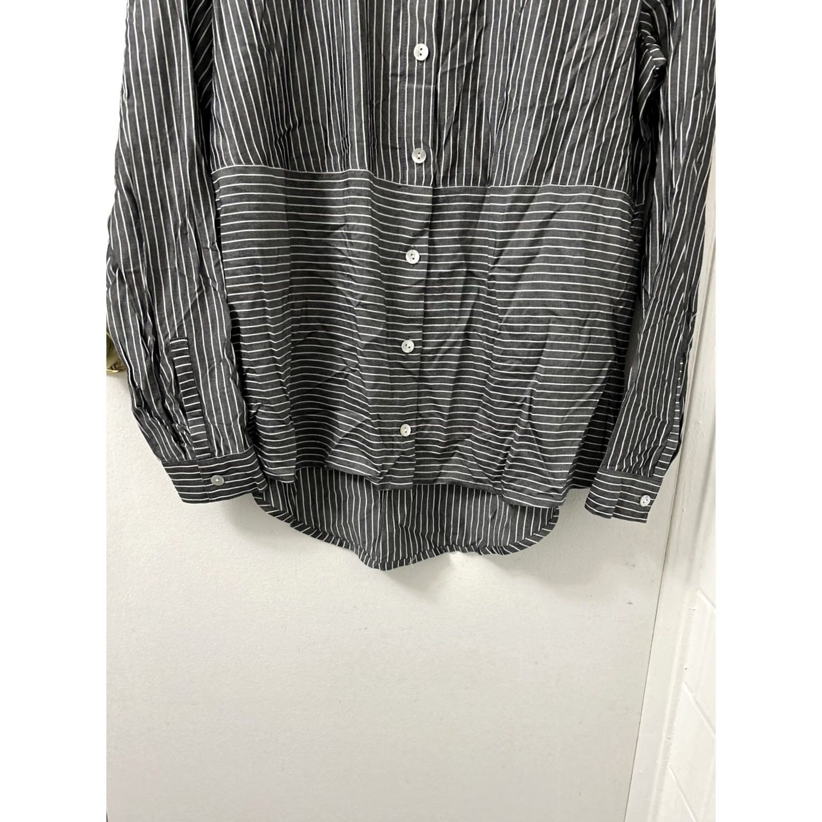 J. Jill J. Jill Shirt Womens XS Black White Striped Petite Button Down Rayon L/S Slim Casual Professional Size XS / US 0-2 / IT 36-38 - 3 Thumbnail