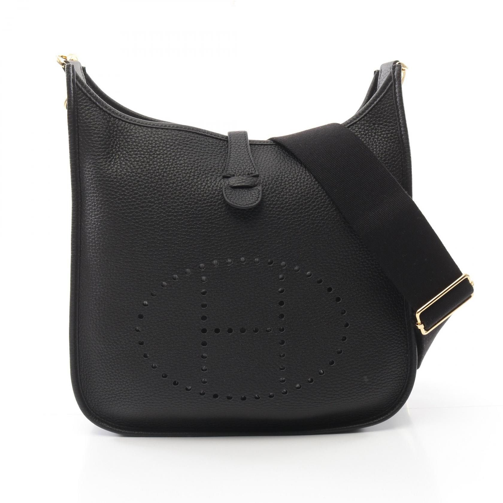 Hermes Hermes Evelyne 3 Taurillon Clemence Shoulder Bag Leather Shoulder Bag Stamp B (2023) in Black, Women's