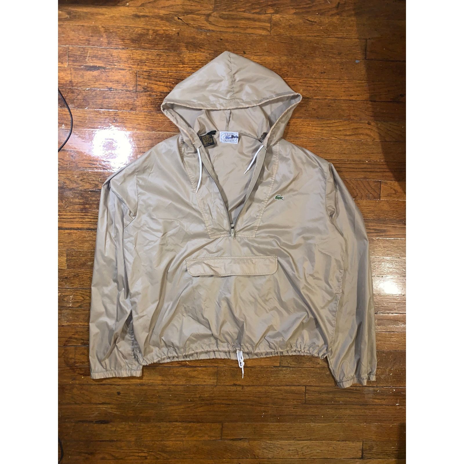 Lacoste × Vintage IZOD Lacoste Windbreaker Jacket Hooded Pullover Beige XL Size US XL / EU 56 / 4 - 1 Thumbnail