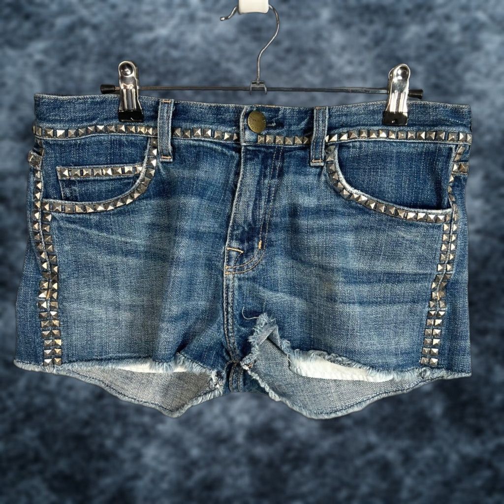 Vintage VINTAGE Current/Elliott Womens 26 Boyfriend Shorts Denim Blue Studded Slim Fit 30" W 1.5" Inseam Womens Size 26" / US 2 / IT 38 - 1 Thumbnail