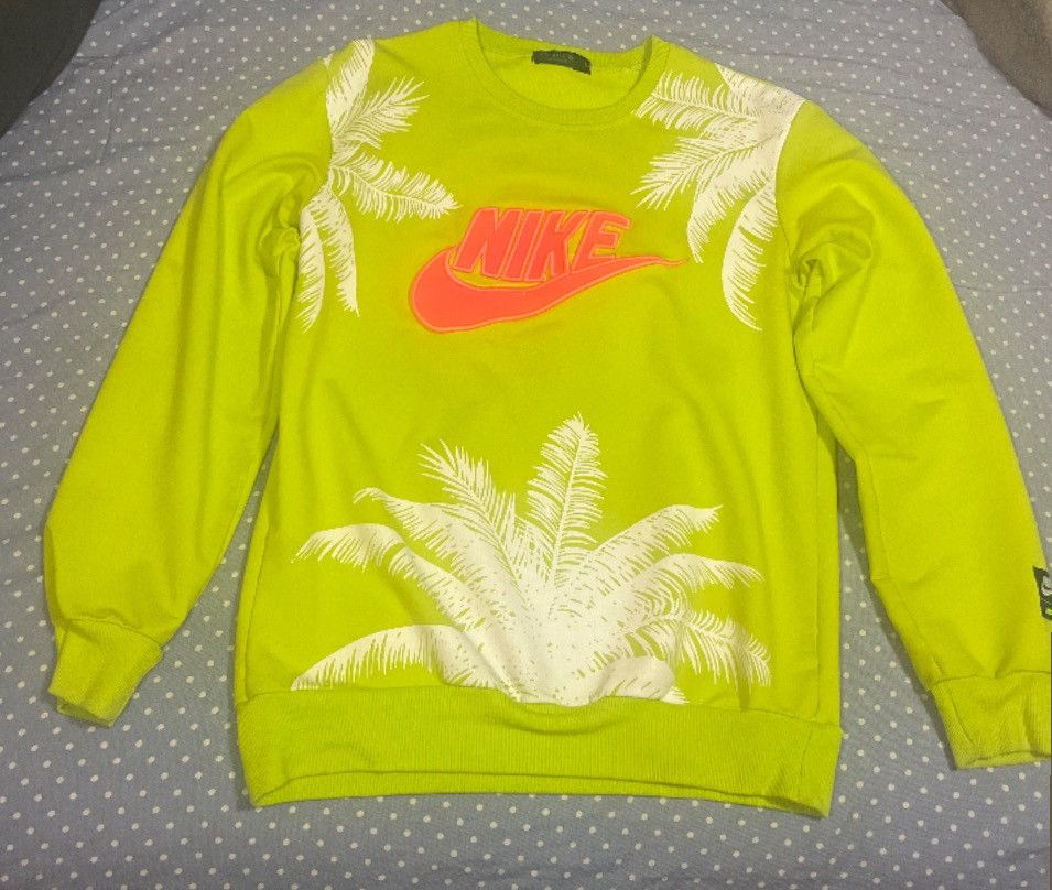 Nike Neon green Nike crewneck sweatshirt with palm tree design Size US M / EU 48-50 / 2 - 1 Thumbnail