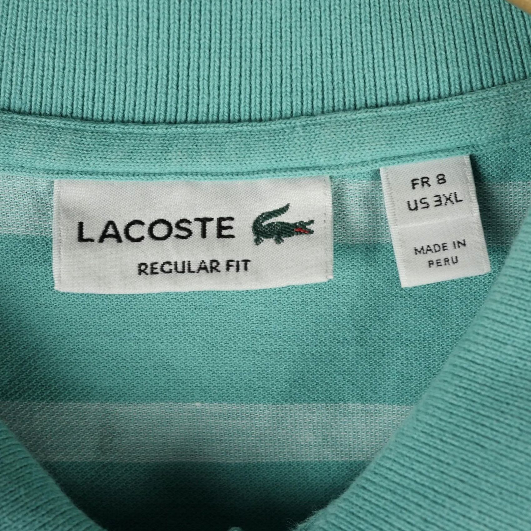 Lacoste Lacoste Polo Shirt Mens 3XL Green White Striped Regular Fit Big Logo Crocodile Size US XXL / EU 58 / 5 - 6 Thumbnail