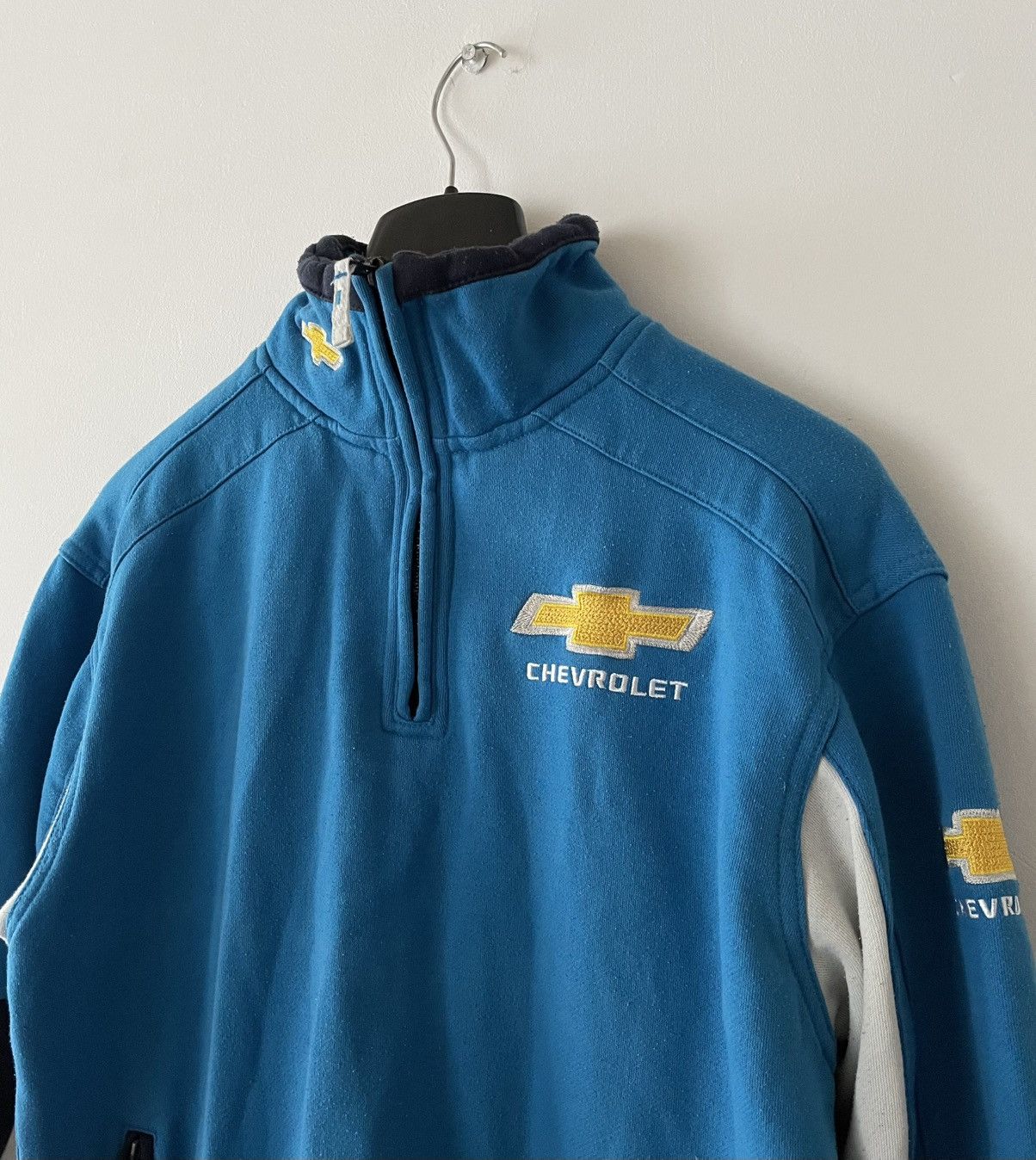 Vintage Vintage Chevrolet 1/4 Zip Racing Blue Sweatshirt Size US XL / EU 56 / 4 - 2 Thumbnail