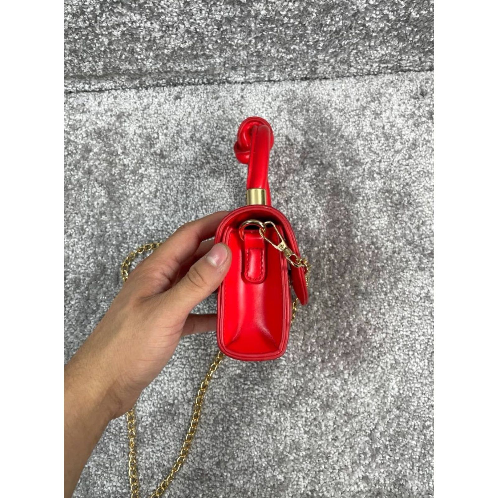 Anthropologie VINTAGE Anthropologie Knot-Handle Crossbody Bag Womens Mini Red Leather Detachable Strap Size ONE SIZE - 5 Thumbnail