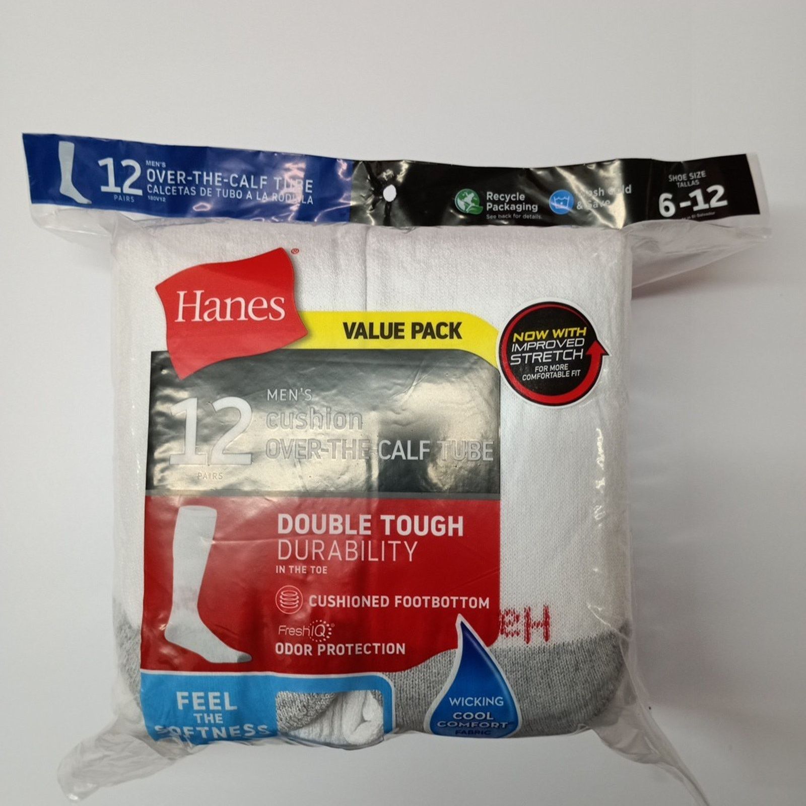 Hanes Hanes Men's Tube Socks Over The Calf 12-Pair Shoe Size 6-12 Size ONE SIZE - 1 Thumbnail