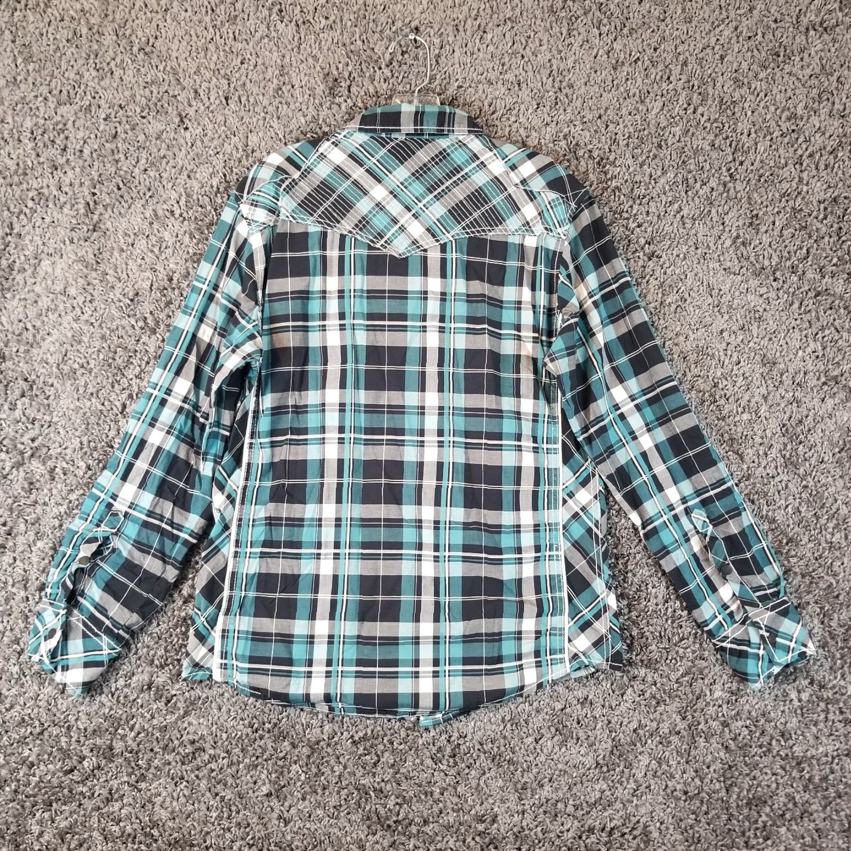Buckle Black VINTAGE Buckle Black Mens Blue Plaid Long Sleeve Slim Button-Up Shirt Size M Size US M / EU 48-50 / 2 - 5 Thumbnail