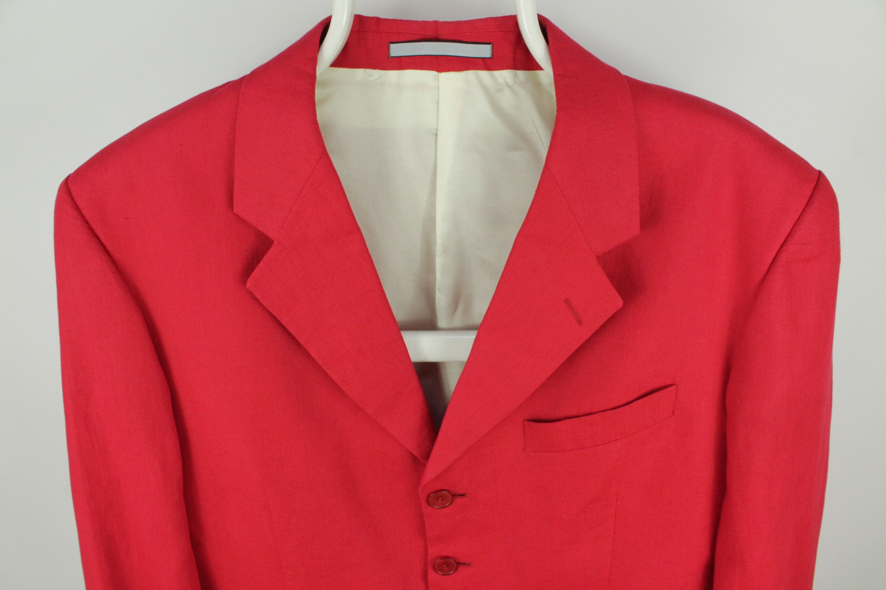 Vintage Kenzo Homme Red Linen 5BTN Blazer Jacket Men's