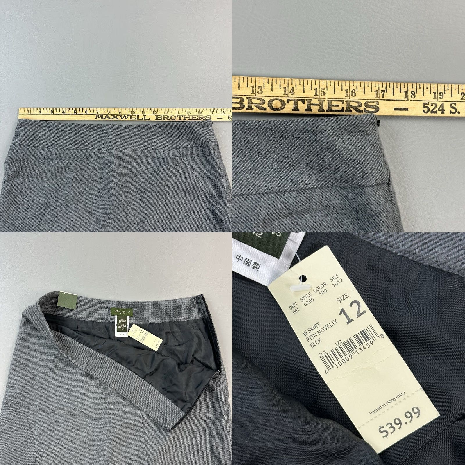 Eddie Bauer Eddie Bauer Skirt Women's 12 Gray Novelty Pattern Wool Blend A-Line Casual NWT Size 34" / US 12 / IT 48 - 8 Thumbnail