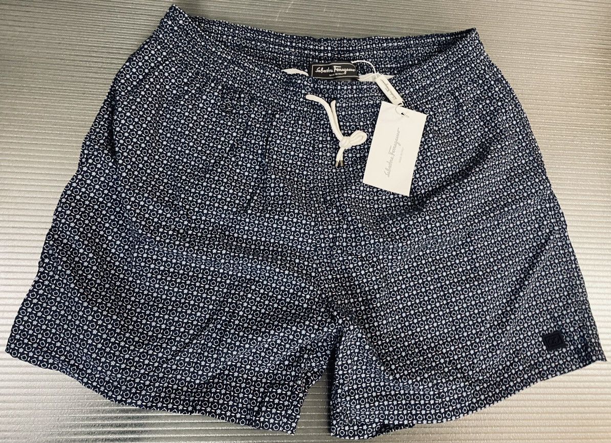 Salvatore Ferragamo Ferragamo 🇮🇹 blue logo accent swimsuit resort boxer 52 NEW Size US 36 / EU 52 - 1 Thumbnail