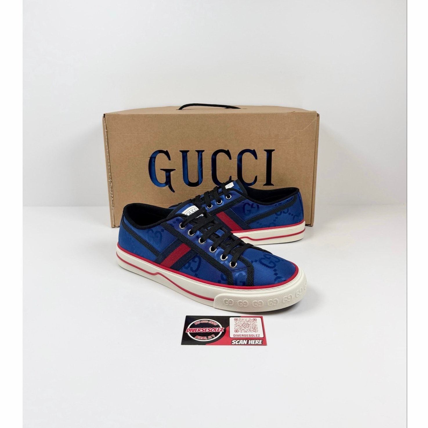 Gucci Size 8US - Gucci 1977 Blue Low Top Sneakers NEW Size US 8 / EU 41 - 1 Thumbnail