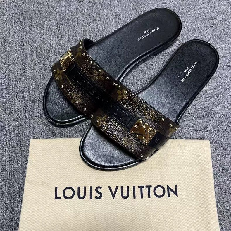 Louis Vuitton Louis Vuitton Brown Slide Sandals - dmc Size US 5.5 / EU 38 - 1 Thumbnail