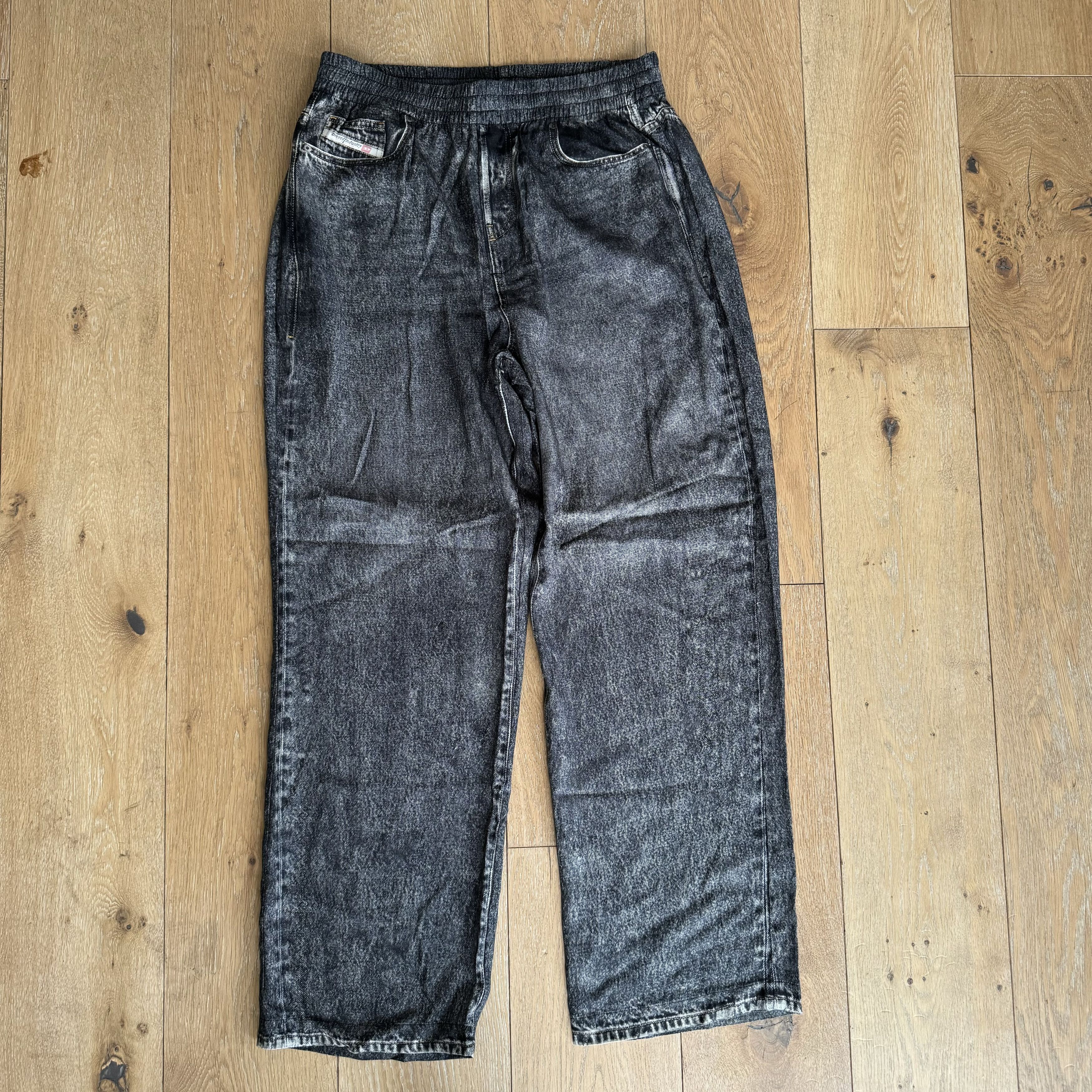 image of Diesel Silky "denim" Drawstring Pants in Black Gray, Men's (Size 34)