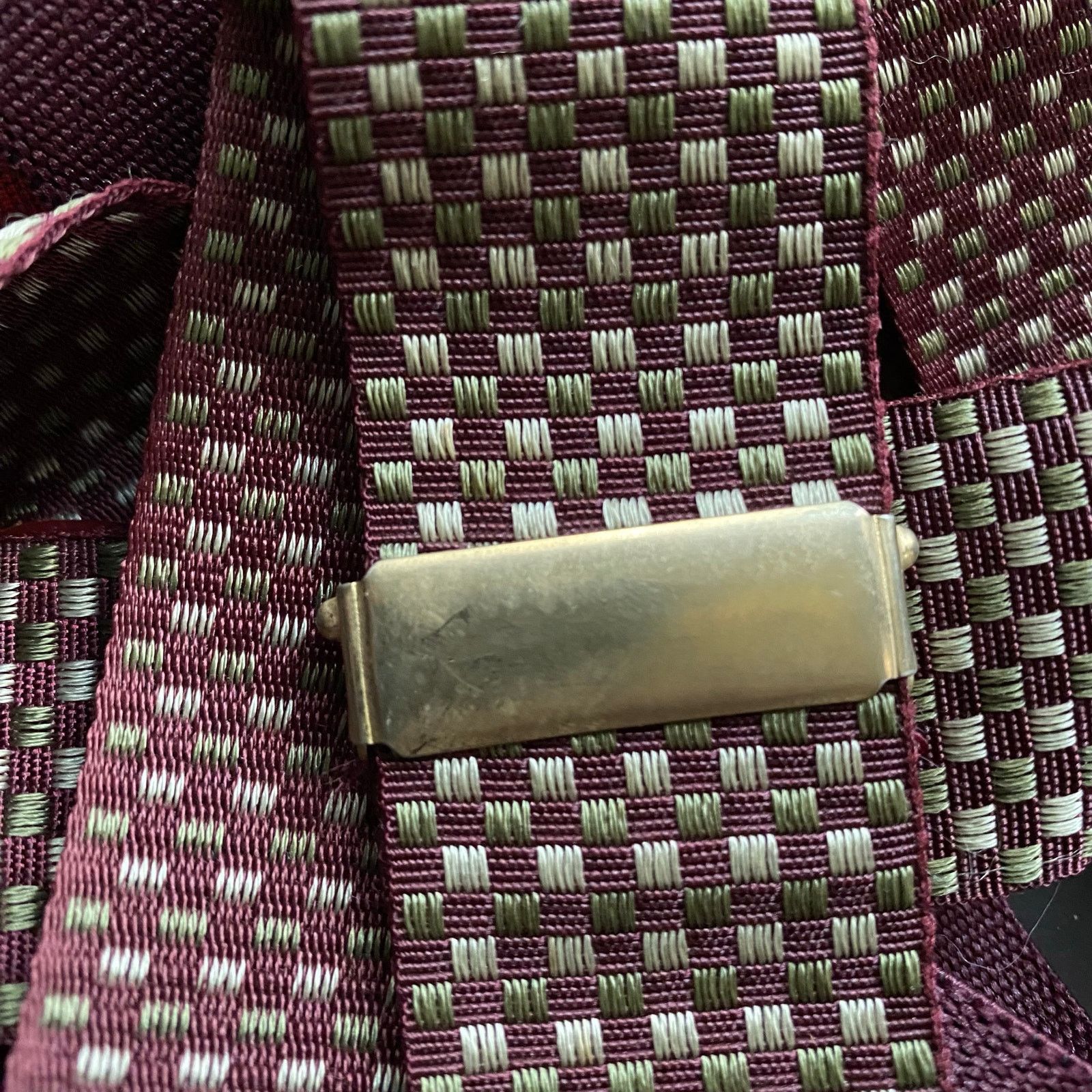 Vintage Vintage Suspenders Elastic Fabric Burgundy/Green adjustable Size ONE SIZE - 8 Thumbnail