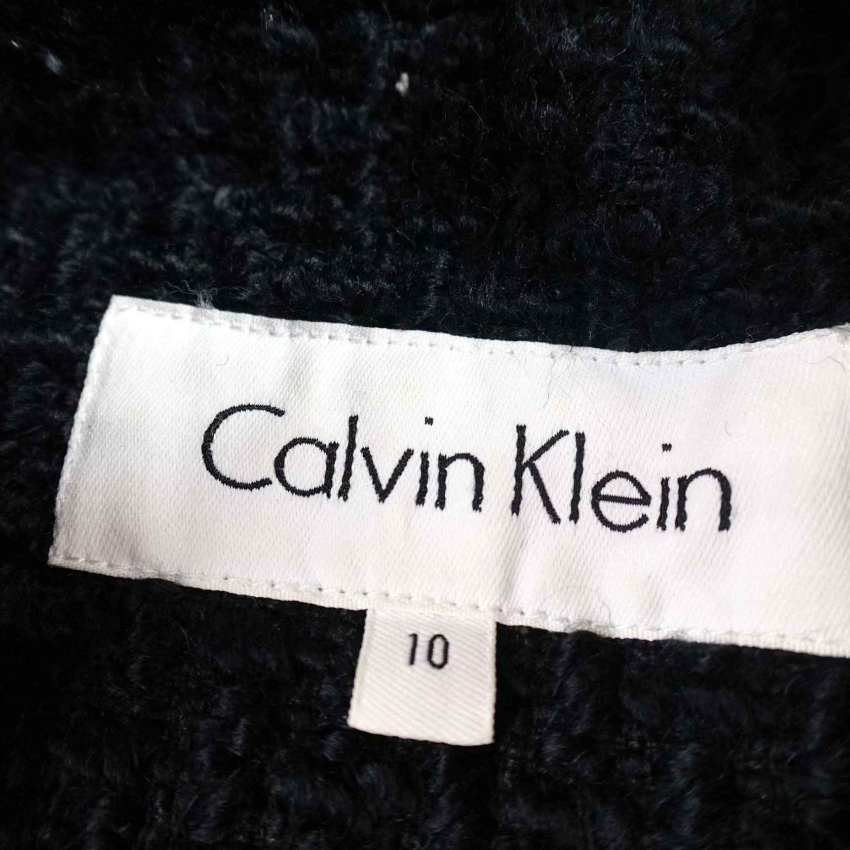 Calvin Klein Calvin Klein Coat Womens 10 Black Boucle Wool Long Topper Jacket Overcoat Fall Winter Button Lined Pockets Collared Size L / US 10 / IT 46 - 4 Thumbnail