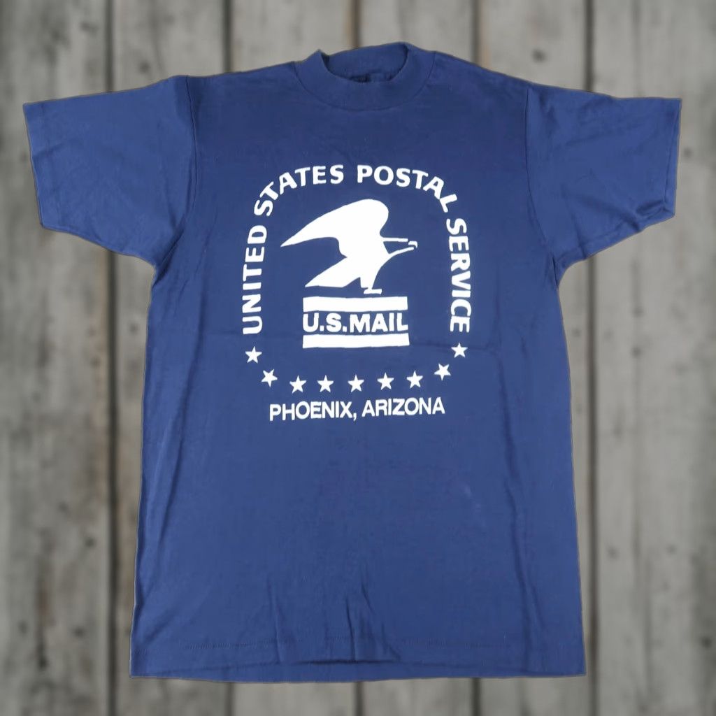 Hanes VINTAGE 1980s United States Postal Service T-Shirt Men Medium Blue Graphic Print 80s Made USA Size US M / EU 48-50 / 2 - 1 Thumbnail