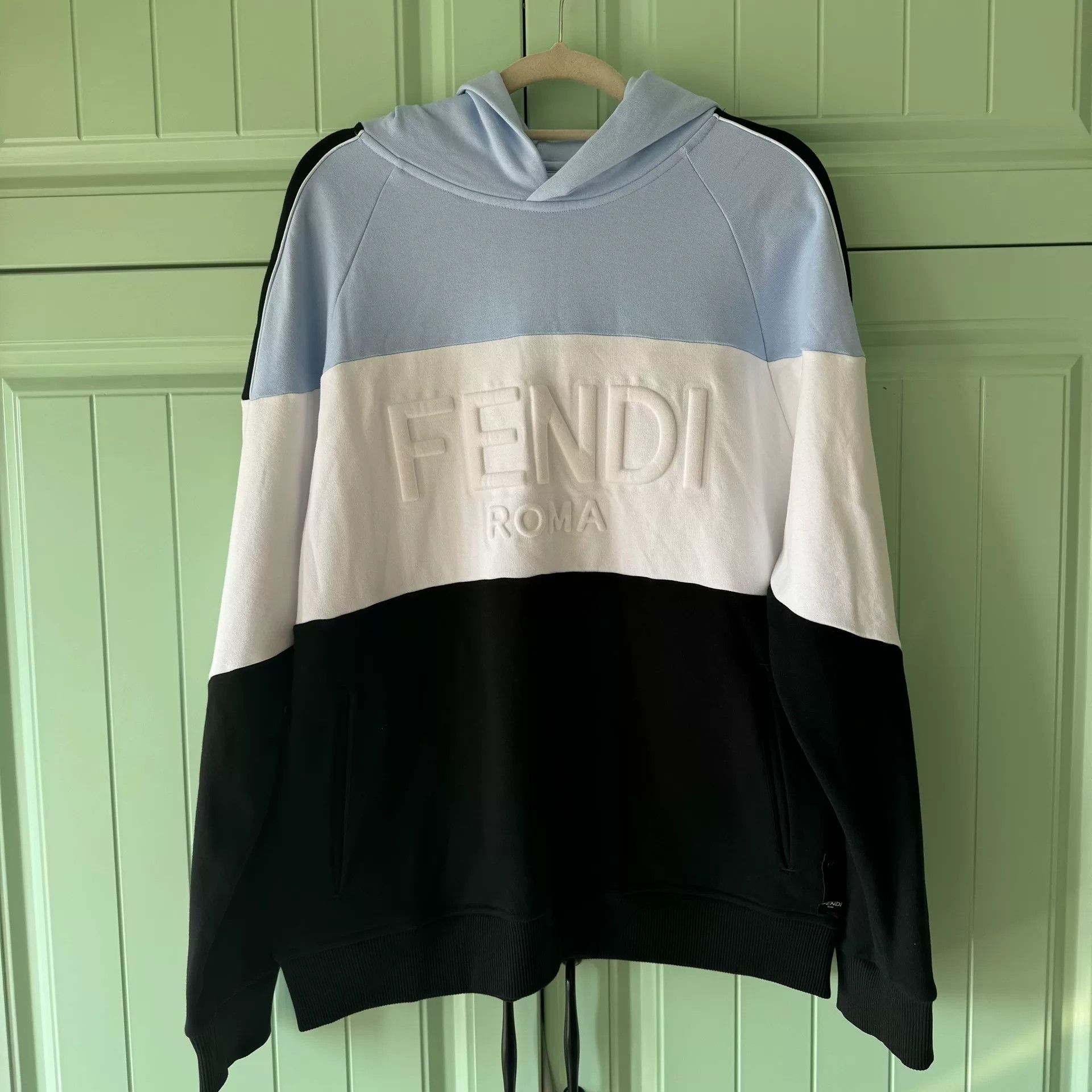 Fendi Fendi Men's Embossed Logo Color-Block Hoodie Size US M / EU 48-50 / 2 - 1 Thumbnail