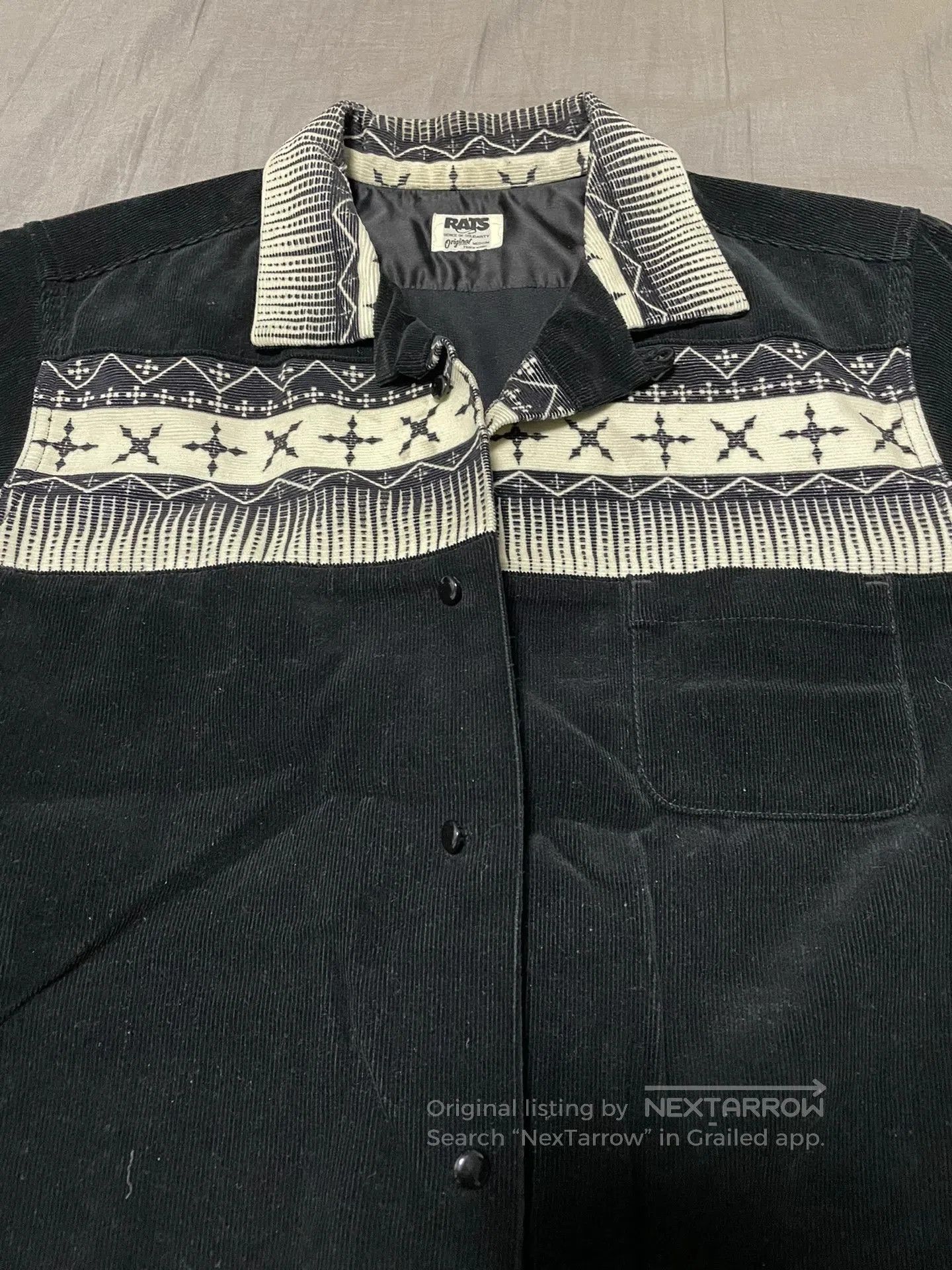 RATS JAPAN Rats Corduroy Shirt with Patterned Yoke. Size US M / EU 48-50 / 2 - 5 Thumbnail