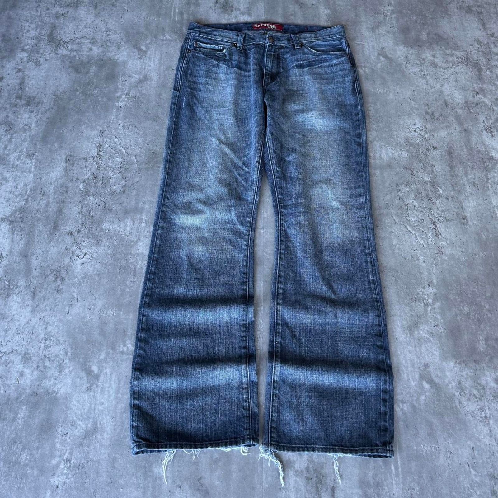 Express × Vintage Vintage Y2K Express Baggy Embroidered Grunge Opium Jeans Size US 34 / EU 50 - 2 Thumbnail