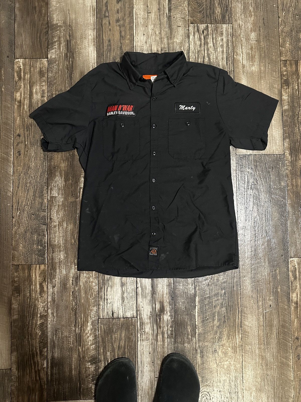 Harley Davidson × Vintage Vintage 90s Harley Davidson “Marty’s” Work Shirt Size US M / EU 48-50 / 2 - 2 Thumbnail