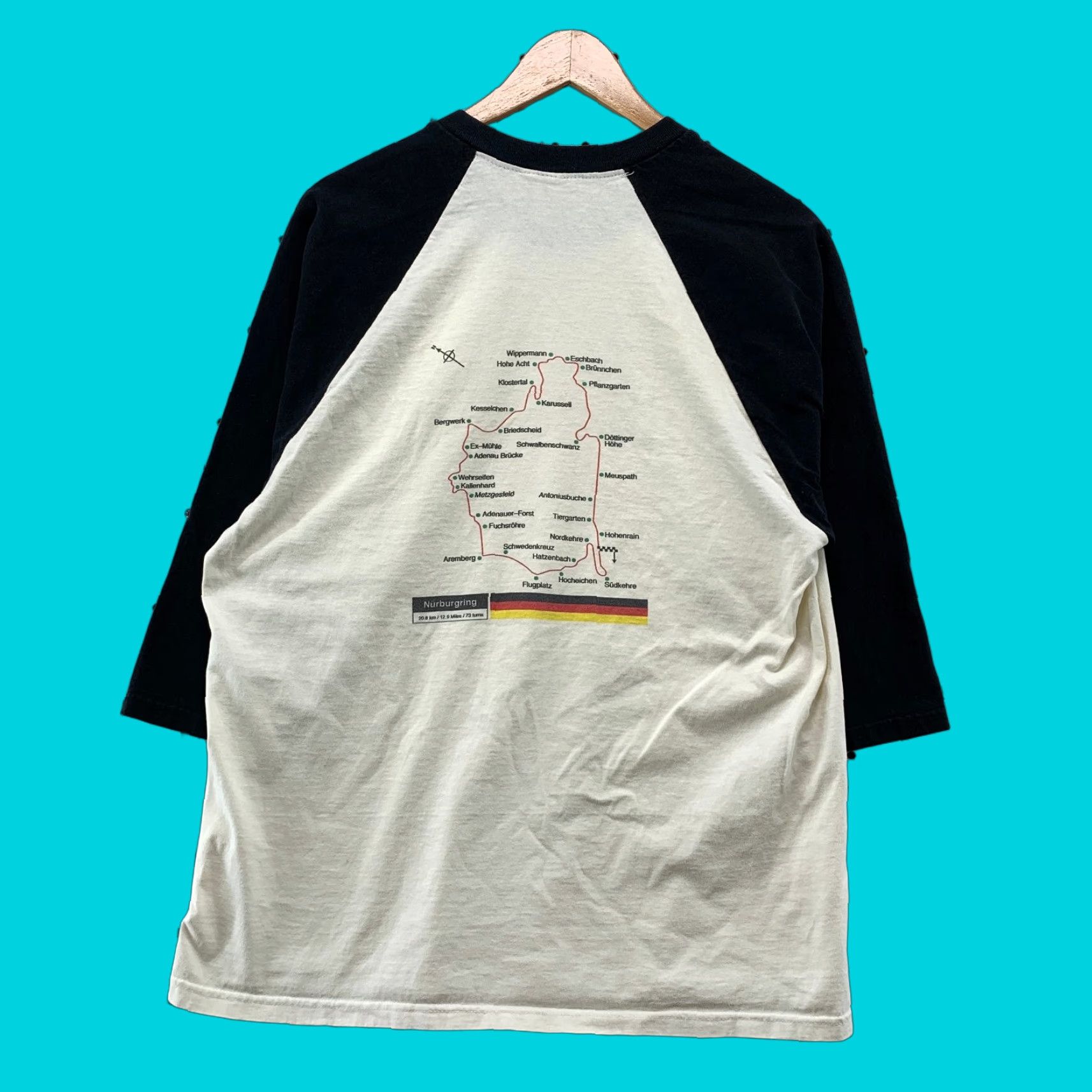 Vintage VINTAGE Nurburgring Race Track Shirt Mens Medium Raglan White Germany Map 3/4 Sleeve Nike Size US M / EU 48-50 / 2 - 1 Thumbnail