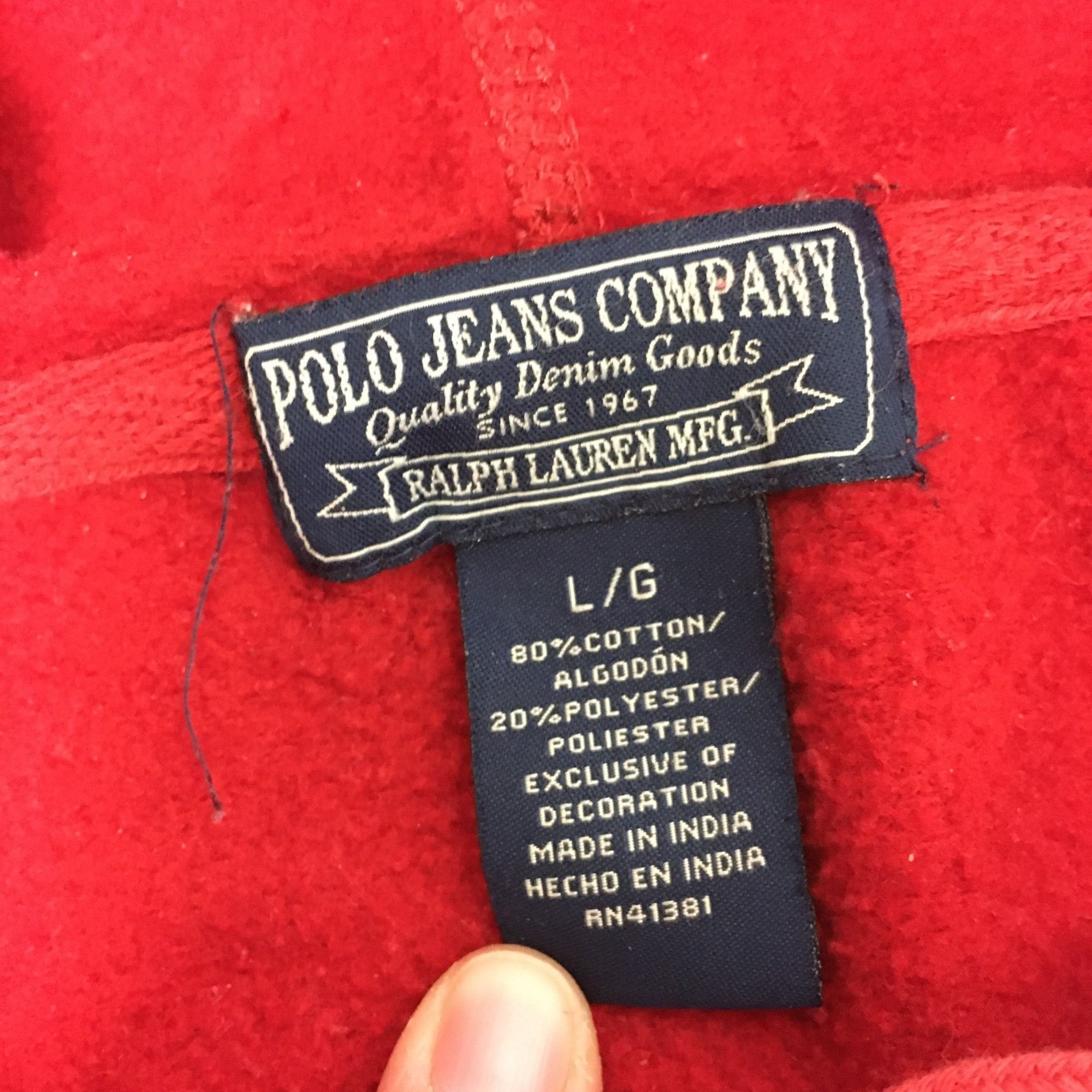 Polo Ralph Lauren Vtg Ralph Lauren Red SPELLOUT Polo Jeans PRL 67 sweatshirt Size US L / EU 52-54 / 3 - 6 Thumbnail