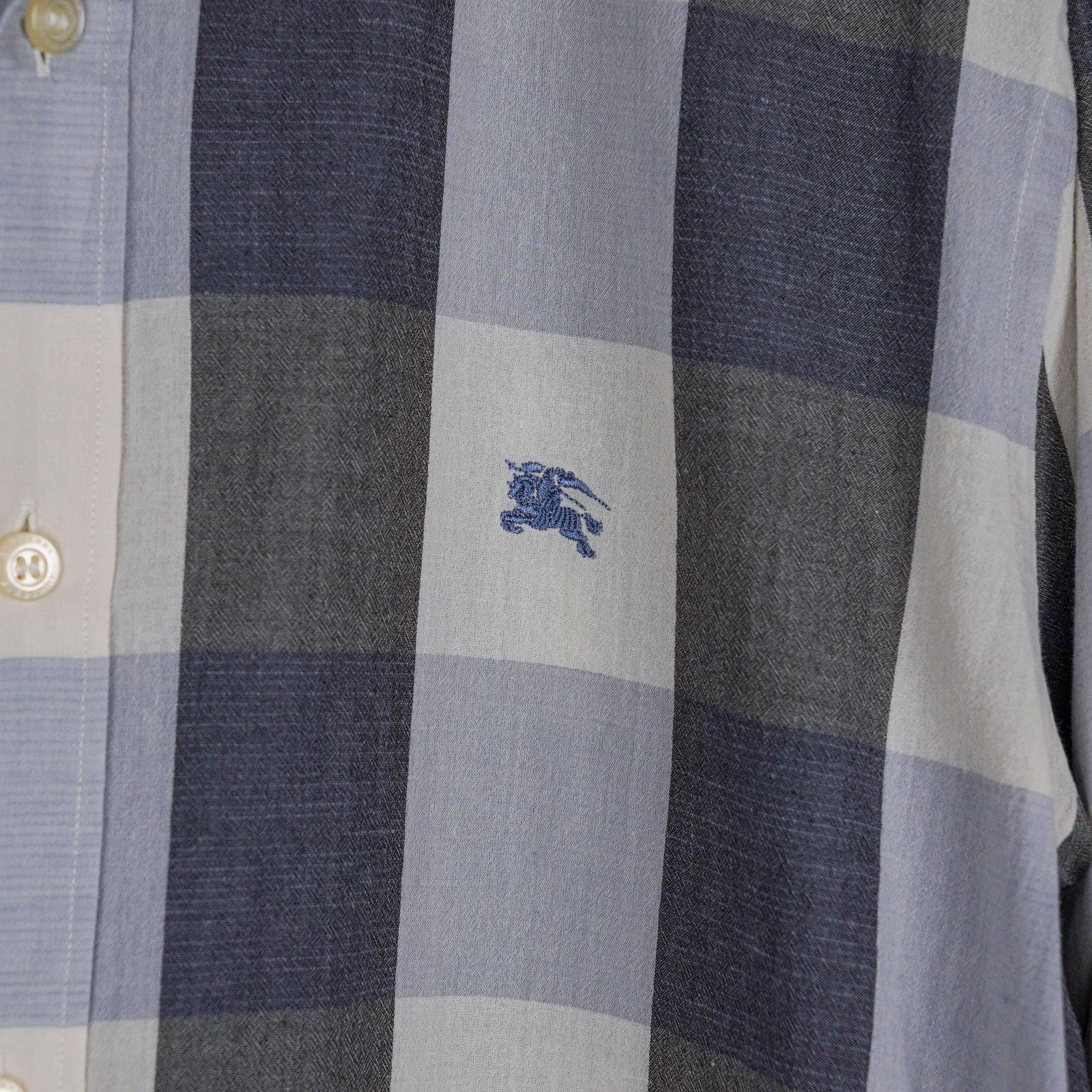 Burberry Burberry london check pattern blue embroidered logo shirt Size US XL / EU 56 / 4 - 5 Thumbnail
