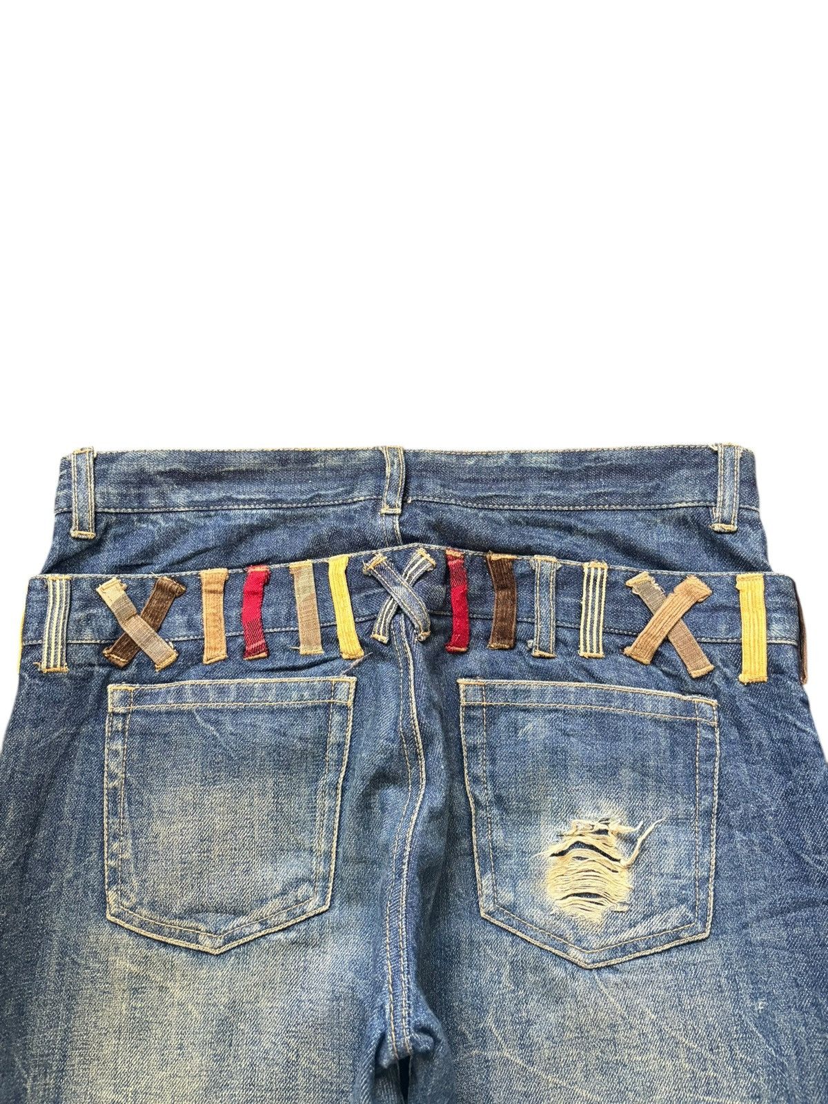 Issey Miyake Vintage Japanese Brand Double Waist Distress Loose Jeans Size 30" / US 8 / IT 44 - 4 Thumbnail