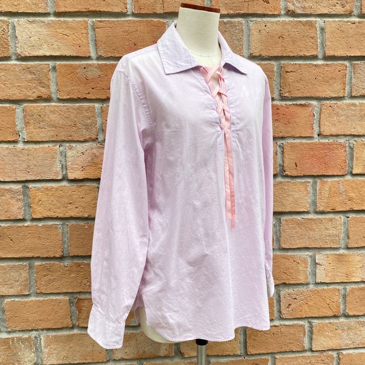 Lanvin LANVIN Pink Lace-Up Collar Shirt Size L / US 10 / IT 46 - 4 Thumbnail