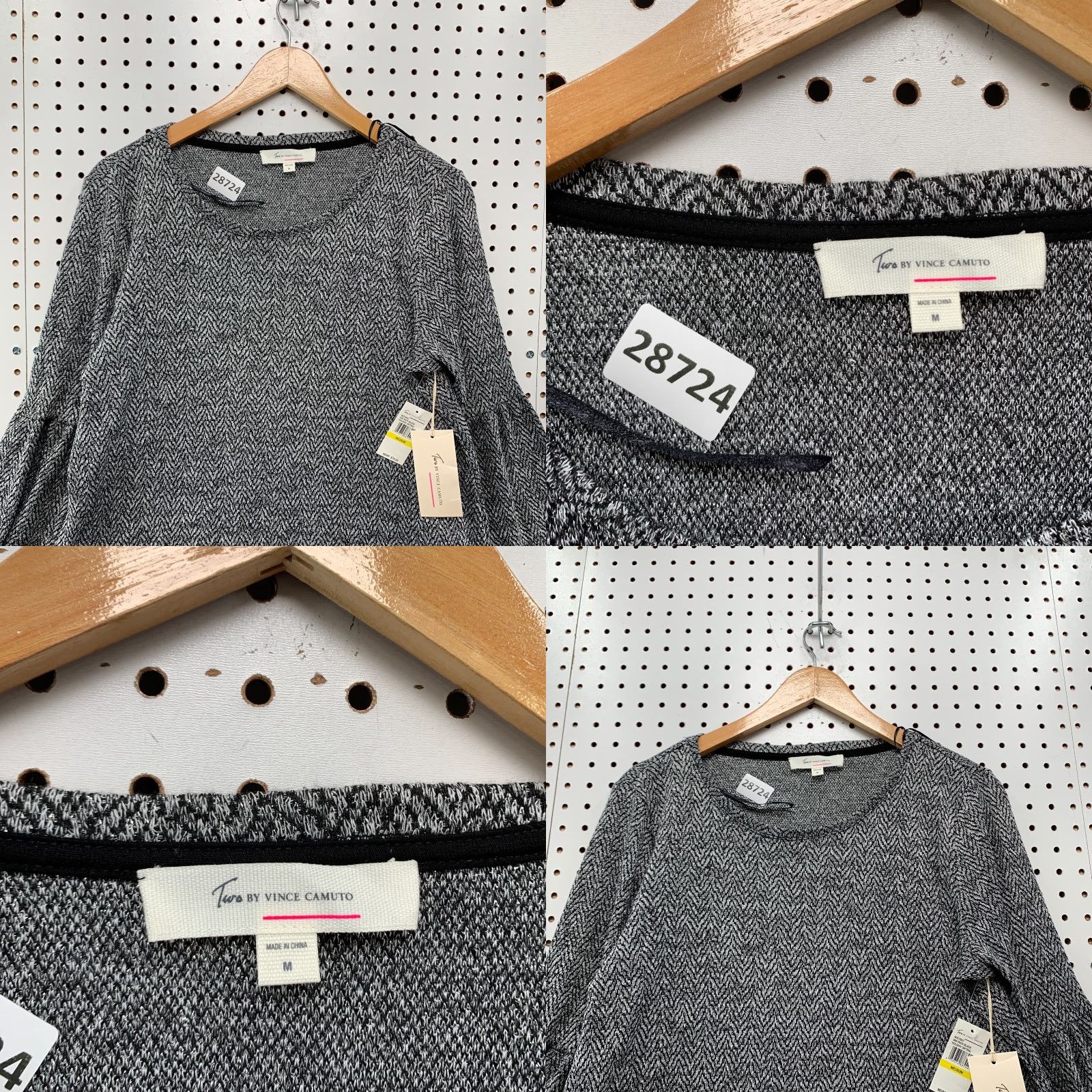 Vince Camuto VINTAGE Vince Camuto Gray Herringbone Blouse Long Sleeve Medium Bell Sleeve Womens Size M / US 6-8 / IT 42-44 - 8 Thumbnail