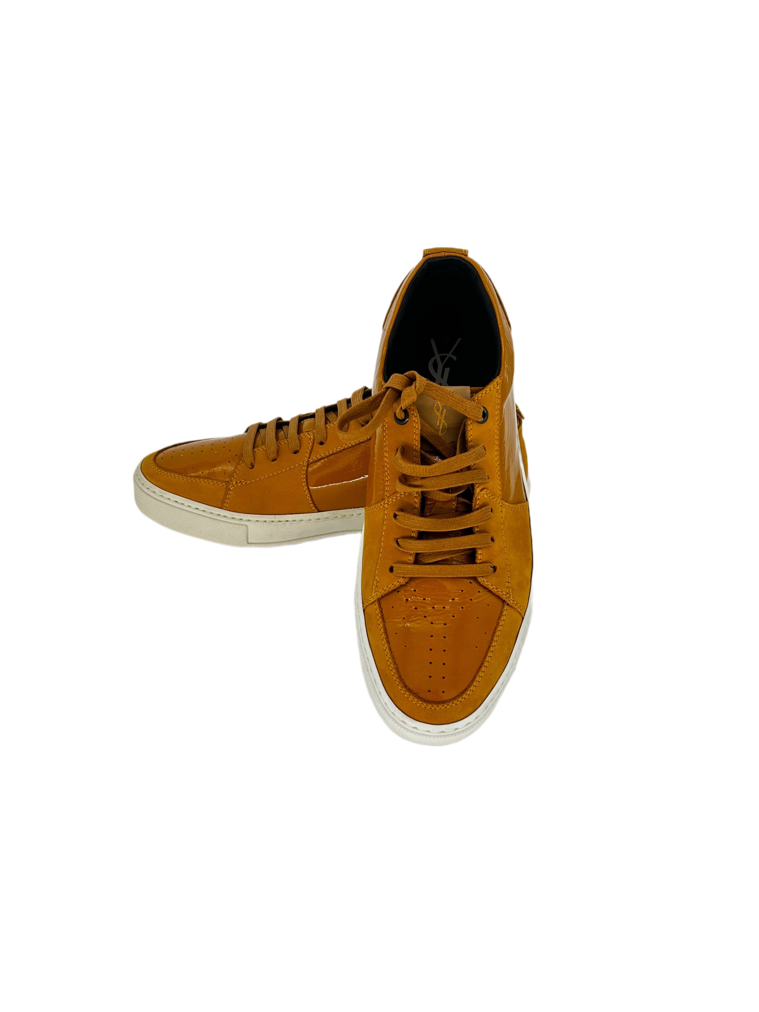 Yves Saint Laurent Yellow Patent & Nubuck Trainers Size US 7 / EU 40 - 4 Thumbnail