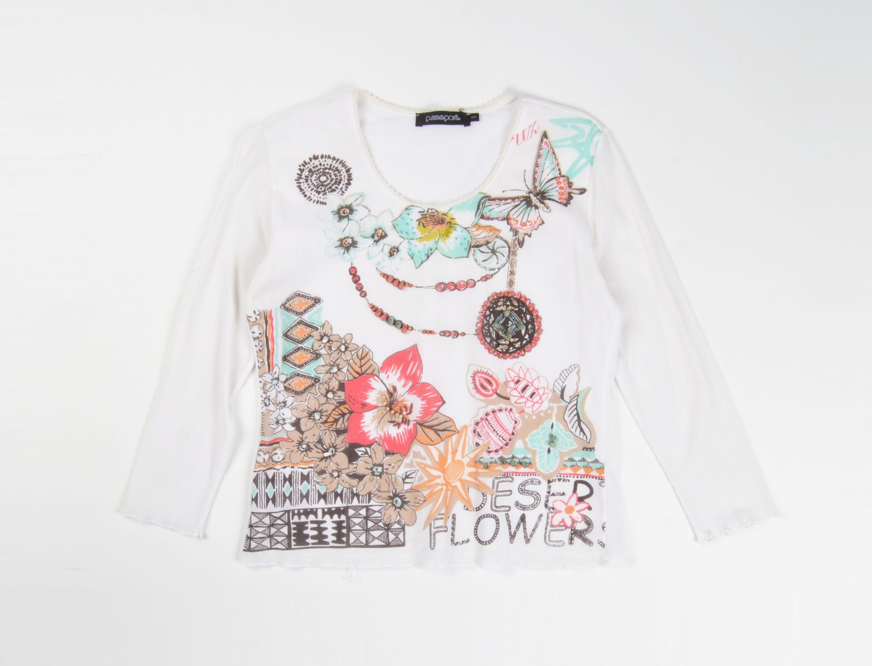 Vintage Vintage Passport Y2K Fairy Mesh Beaded Floral Blouse Size S / US 4 / IT 40 - 3 Thumbnail
